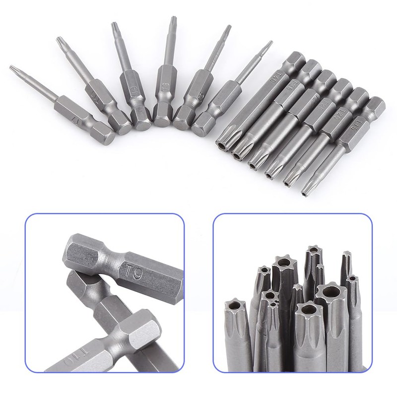 Magnetic Star Head Screwdriver Bit Set Steel Magnetizable Tamper Proof