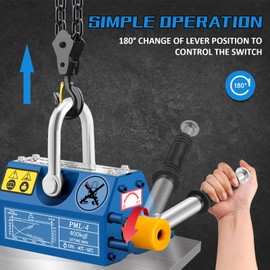 Mxmoonant 880lb/400kg Permanent Magnetic Lifter Magnet Lifting Hoist with Handle, 2.5X Safety Factor, Heavy Duty for Suction Steel Iron Sheet Block