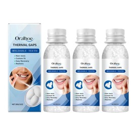 Oralhoe [Oralhoe] moldable dental gel denture，Moldable Dental Gel DenturesTemporary Fillings Cavities and Teeth FillingsTemporary Tooth Filling Denture Kit Oral falsetooth fake Resin - Specification: 3 bottle