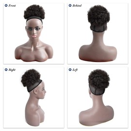 YAMEL Afro Puff Drawstring Ponytail Medium Bun Extensions Dark Brown New Synthetic Updo Hair Pieces for Black Women