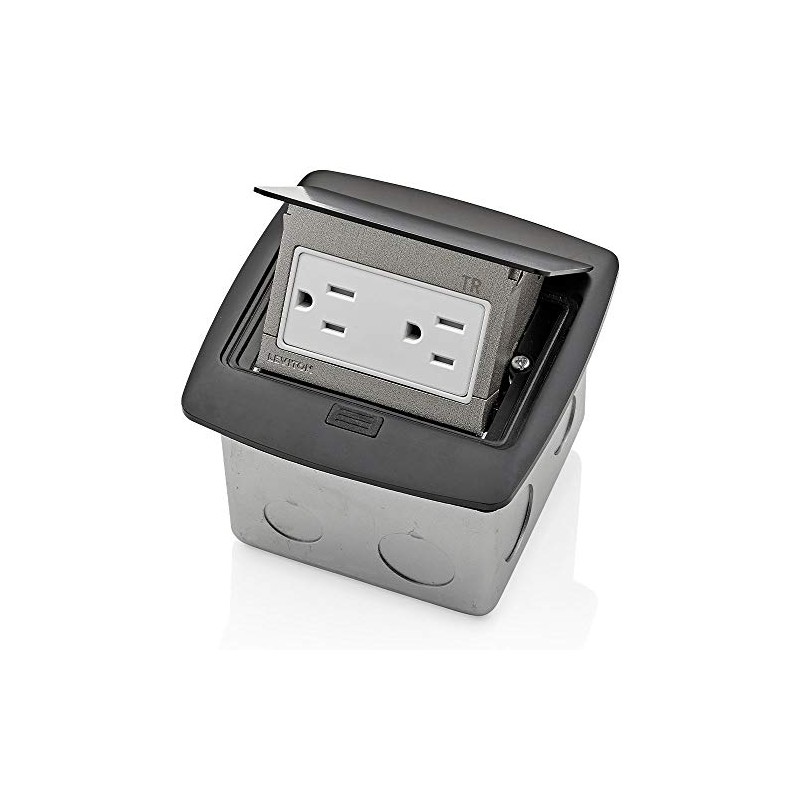 Leviton PFTR1-MB Pop-Up Floor Box with 15 Amp, Tamper-Resistant Outlet,