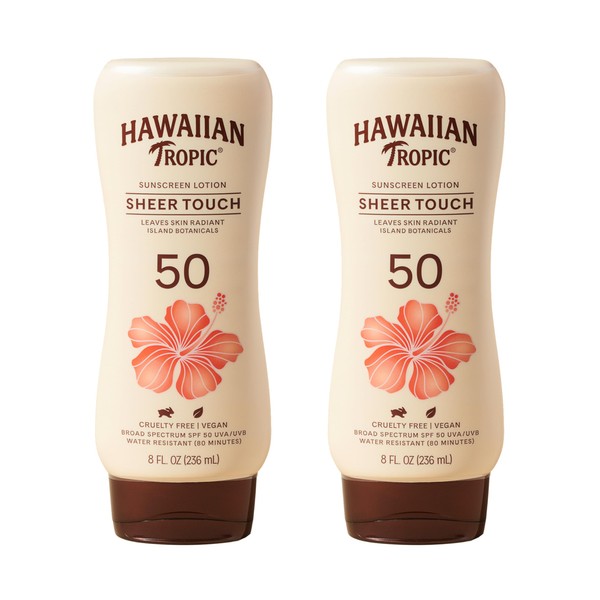 Hawaiian Tropic Sheer Touch Lotion Sunscreen SPF 50, 8oz Twin