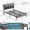 LINSY HOME Full Bed Frame, Upholstered Platform Frame with Storage