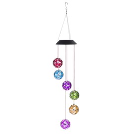 Alpine Corporation RGG648SLR Solar Hanging Gem Sphere Mobile with LED Light, Statement Décor for Lawn & Garden, 21" H