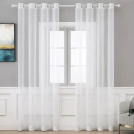 Cortina Traslucida Transparente 137x213cm Para Sala 2 Piezas