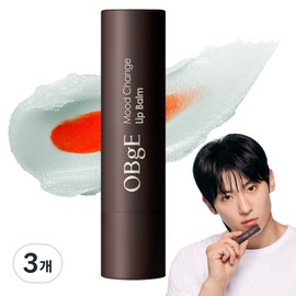 OBge Mood Change Lip Balm, Warm Orange, 3 Pieces / OBge 무드 체인지 립밤, 웜 오렌지, 3개