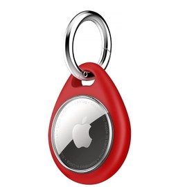 MOLOPPO 1 Pack Airtag Holder Air Tag Case, Waterproof TPU Shell Protective Case with All Metal Keychain Stainless Steel Key Ring Clip, Airtag Accessories for GPS Item Finder Tracker, Red