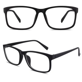 CN12 Fake Glasses Women Men Casual Fashion Square Clear Lens Glasses 100% UV400 Protection,Matte Black