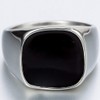 Kingray Jewelry Stainless Steel Classic Simple Plain Black Enamel Signet