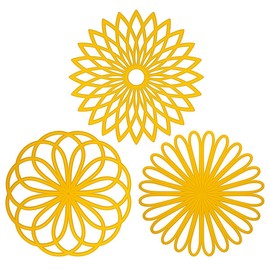 ME.FAN Silicone Trivet Mat - Kitchen Hot Pads for Pots & Dish - Insulated Teapot Trivet - Flexible, Durable, Non-Slip Large Coasters 3 Set Yellow