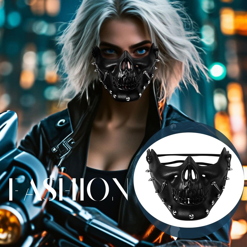 Cupimatch Skull Mask Masquerade Half Face Mask: Black Steampunk Horror