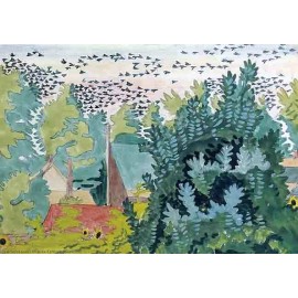 Famous Artists & Painters Flight of Blackbirds at Dawn : Charles Burchfield : Archival Canvas Art