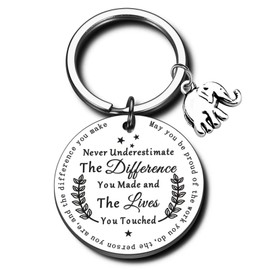 ShTQior Appreciation Gifts Inspirational Elephant Keychain Thank You Keyring for Teacher Volunteer Employee Coach Nurse Gifts for Women Men