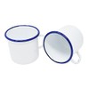 Set of 4 Enamelled Metal Mugs - 400ml - WHITE