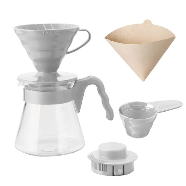 HARIO VCSD-02PGR V60 Coffee Server, 02 Set, Pale Gray, For 1-4 Cups, Coffee Drip Made in Japan