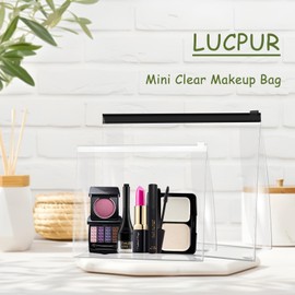 60 Pack Mini Clear Makeup Bags with Zipper Small Waterproof Travel Toiletry Cosmetic Bag EVA Plastic Clear Pouches for Organizing Transparent Makeup Organizers and Storage Bulk, 7.9 x 6.2 x 2 in