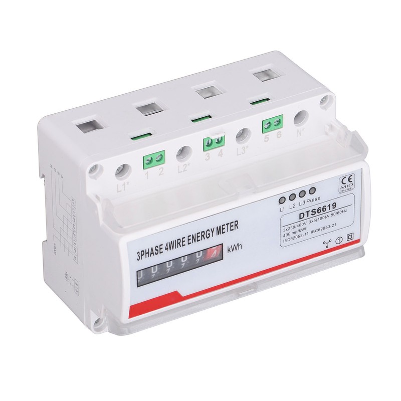 Power Consumption Meter 3 Phase 4 Wires 35mm Rail Mounting