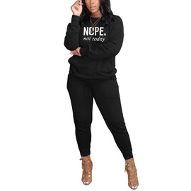 HBQ Two Piece Outfits For Women Casual Long Sleeve Sweatsuits Jogger Tracksuits Lounge Sets With Pockets-Printing-XXL