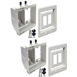 iMBAPrice IMBA-TVBU505-2 White 2-Gang Recessed TV Box Wall Plate Kit for mounting Flat-Screen TVs and Other Electronic Devices, 2-Pack