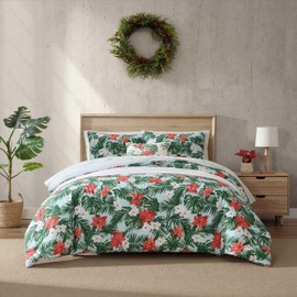 Tommy Bahama - Full/Queen Comforter Set, Super Soft Cotton Bedding with Matching Sham(s), Super Soft, Oeko-Tex Certified (Festive Palms Red, Full/Queen)