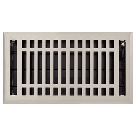 Naiture 6" X 14" Steel Louvered Floor Register with Damper or Lever Contemporary Style, Brushed Nickel Finish