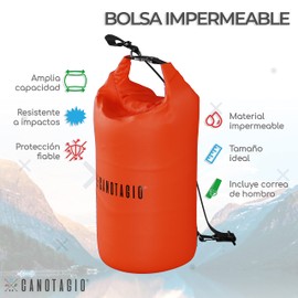 Canotagio Bolsa Impermeable. Mochila a Prueba de Agua para Senderismo y Deportes Acuáticos. Bolsa Seca Disponible en 5, 10, 20 y 30 Litros. Dry Bag. Waterproof Bag Backpack (Naranja, 10 LTS)