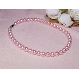 Ailana Laine 8mm & 10mm South Sea Pearl Necklace for Women - 8mm & 10mm Tahitian Pearl Necklace Pearl Necklace for Women with 925 Sterling Silver Chain (Pink 8mm)