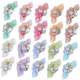 27Pcs Nail Decorations Flower Pearl Charms for Nail Art Easy Application Natural Artificial Nails for DIY Manicure and Party Looks
