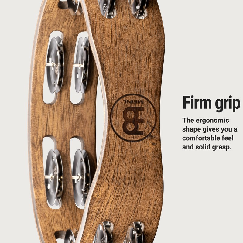 Meinl Percussion CTA2WB Wooden Tambourine with Stainless Steel Bells /