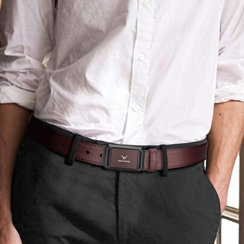 MACBORO Tsa Approved Belts for Men Plastic Buckle Hypoallergenic Non