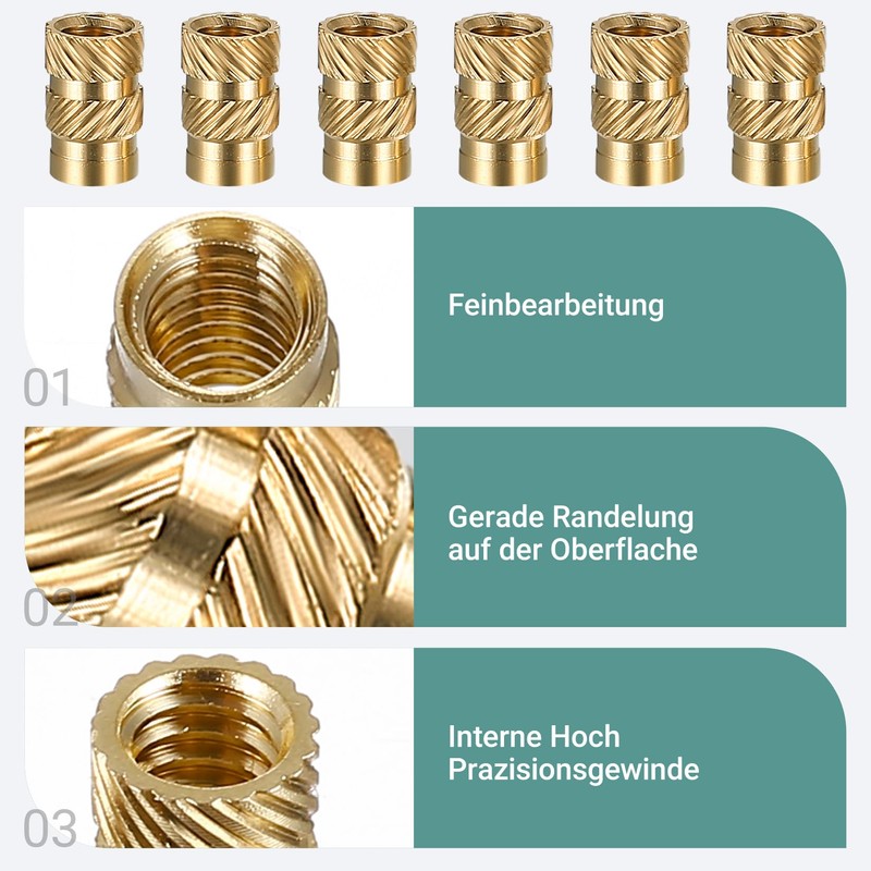 370 Pcs Brass Knurled Insert, M2 M2.5 M3 M4 M5