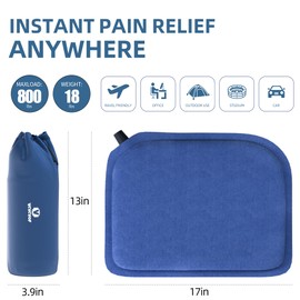 VCVCVOF Inflatable Seat Cushion with Memory Foam - Lightweight Self-Inflating Chair Pad for Stadium, Camping, Airplane & Bleachers, Waterproof Portable Cushion with Carry Bag (Casual, 2pcs Blue)