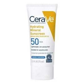 Cerave Hydrating Face Sunscreen Spf 50, Mineral Ligero