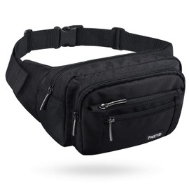 FREETOO Bum Bag Multifunctional Waist Bag with Zip, Suitable for Travel Hiking and All Outdoor Activities, Black for Men and Women, black
