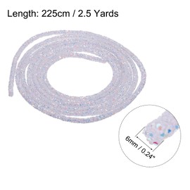 QUARKZMAN 2.5 Yard 6 mm Glitter Sequin Rope Sequins Rhinestone Tube Cord for Crafts Wedding Dresses Costume Clothing Shoes Jewellery Accessories White