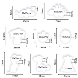 SUPERFINDINGS 8 Style Plastic Cookie Cutters Polymer Clay Cutters Dinosaur Clay Cutter White Tree Oval Paw Print Cookies Fondant Mouldss for DIY Biscuit Baking Tool