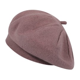 ZLYC Women's Beret Classic French Beret Plain Warm Beret, Plain Grey Purple