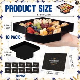10 Pcs 2026 Graduation Cap Serving Tray Grad Charcuterie Fillable Cardboard Food Tray with 10 Cards Candy Box Container Graduation Decorations for 2026 College Grad Party Supplies