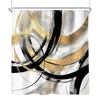 Riyidecor Black Gold Abstract Shower Curtain 72Wx72H Inch Modern Graffiti