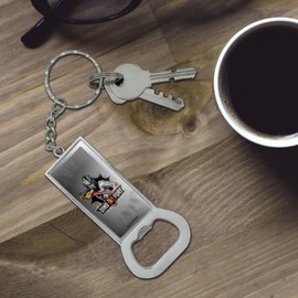 GRAPHICS & MORE Power Rangers Dino Fury Black Ranger Keychain Rectangle Chrome Plated Metal Bottle Cap Opener