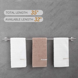 USHOWER Brushed Nickel Towel Bar, 32-Inch Towel Racks for Bathroom Wall-Mounted, SUS304 Stainless Steel Towel Rod Modern Home Decor (Total Length 35-Inch)