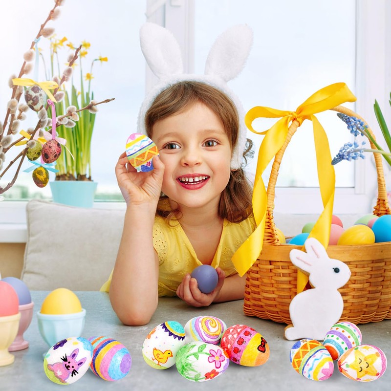 VEYLIN 25 Pieces White Foam Eggs Polystyrene Balls for Easter