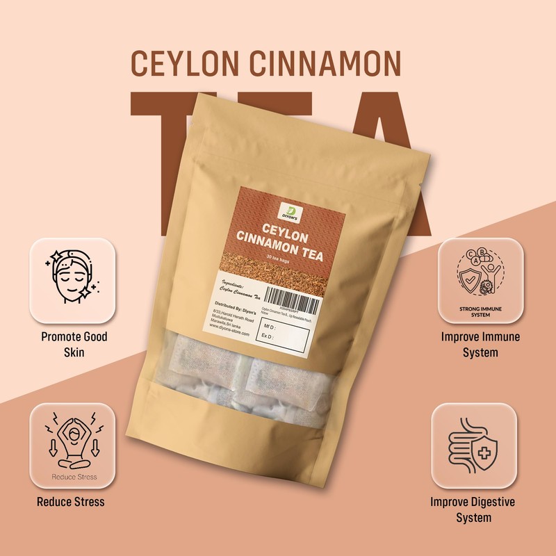 Ceylon Cinnamon 30 Tea Bags, Made with 100% Ceylon Cinnamon