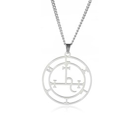 VASSAGO Sigil of Lilith Necklace Lilith Sigil Hecate Goddess Pendant Lucifer Satanic Lilith Symbol Wiccan Jewelry Gifts for Women Men, Stainless Steel, No Gemstone