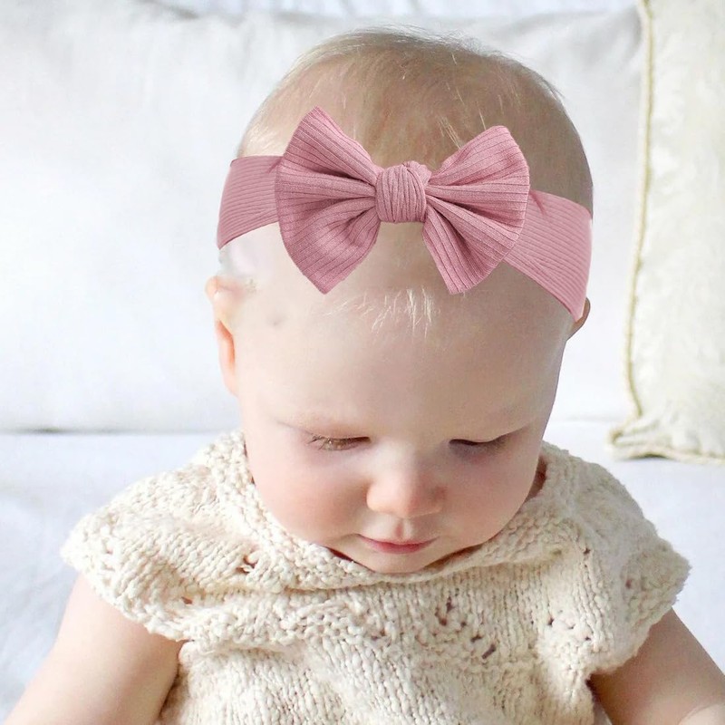 SGERUFZ Baby Girls' Headbands, Stretchy Knitted Bow with Wide Edge,