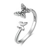 OutstandLong Butterfly Sterling Silver Dainty Butterfly Adjustable Ring,Expandable Open Rings