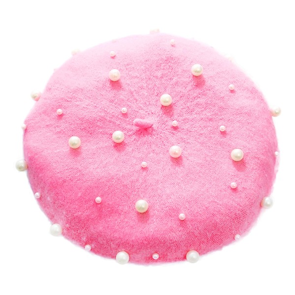 ZARSIO Women Beret Pearl Elegant Sweet Artist French Style Beret