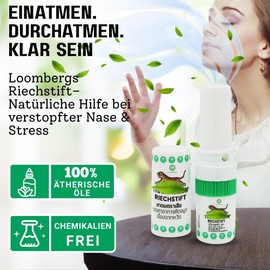 Loombergs TB Nose Stick & Smelling Pen Pack of 2 - Natural Nasal Inhaler with Essential Oils & Menthol, Thai Aroma Stick for Freshness, Concentration & On the Go