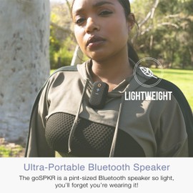 MEE audio goSPKR Small Wearable Clip-on Bluetooth Speaker with IPX5 Water Resistance, Built-in Speakerphone with Microphone for Hands-Free Calls, Compact Design, Can Connect Up to 2 in Stereo (Black)