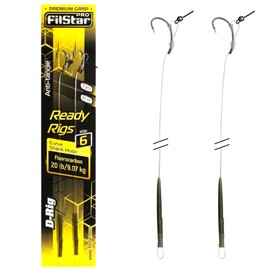 Pro Filstar Carp Fishing D-Rig Fishing Hook N6 Fluorocarbon Leader 20 cm 9 kg